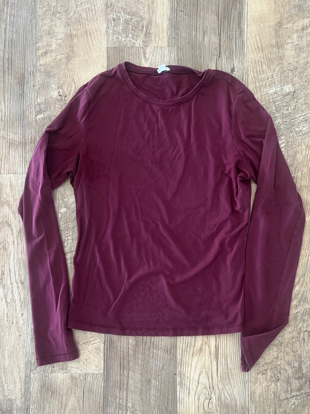 Garage Long Sleeve Crewneck Top - Burgundy